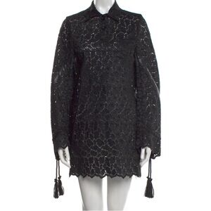 SACAI  mini dress Elegant Black Lace embroidered blue Dress Size S